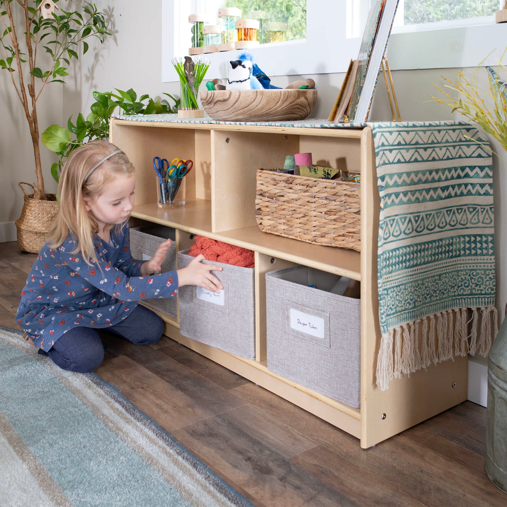 EdQ 2-Shelf 5-Compartment Storage with Bins - 24"