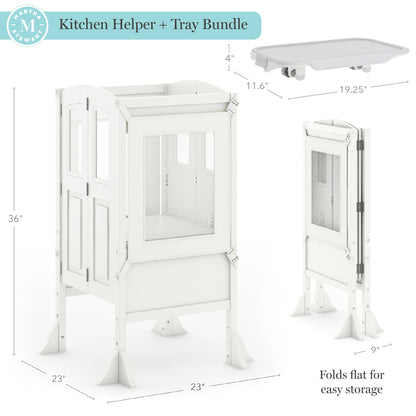 Martha Stewart Kitchen Helper Toddler Tower and Mealtime and Play Tray Bundle