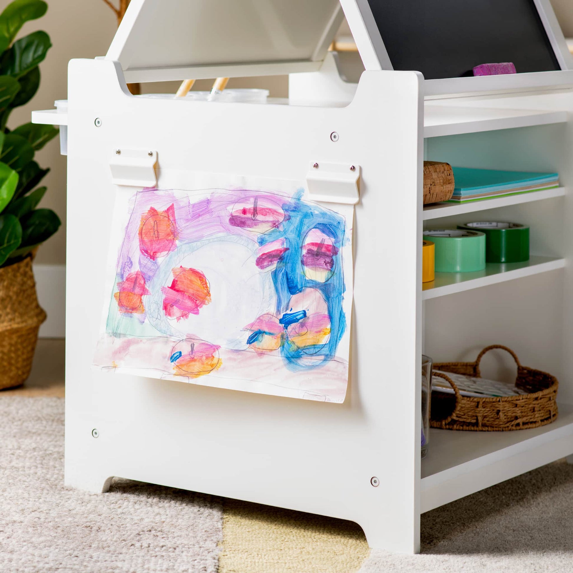 Kids' Desk to Easel Art Cart