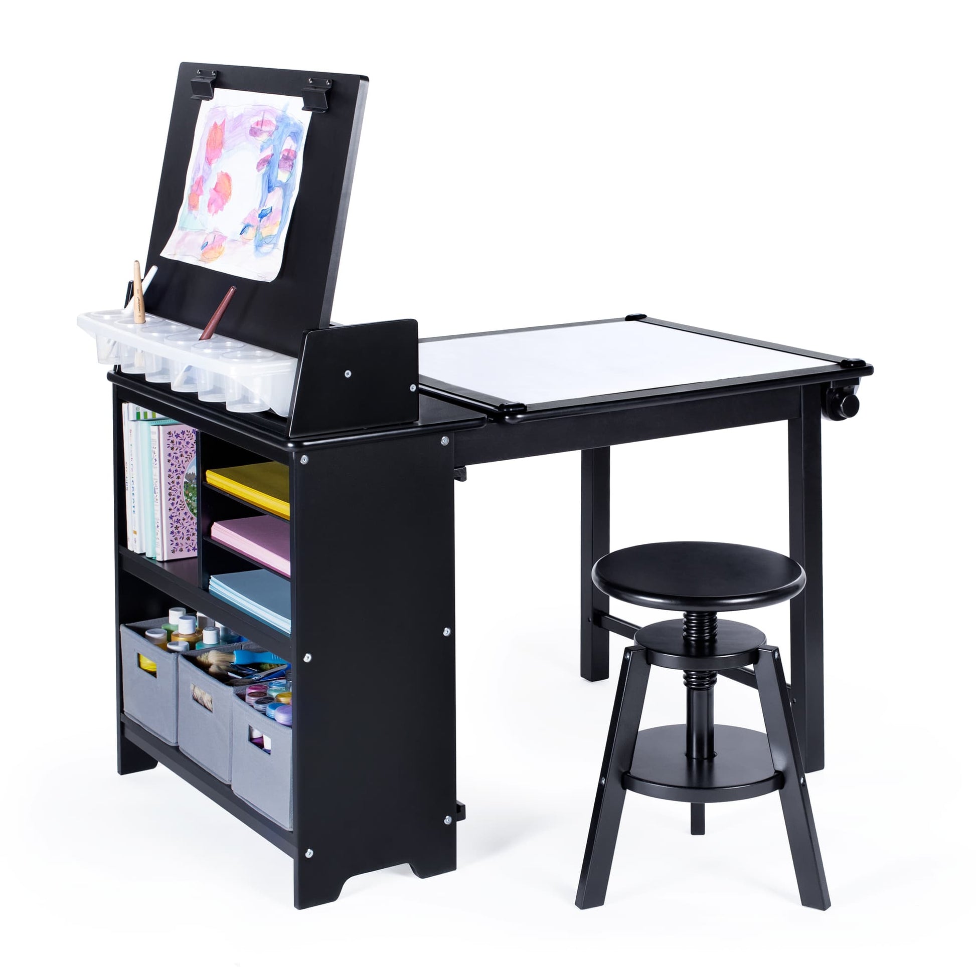 Design Studio - 3 in 1 Art Table, Drafting Table, Easel, and Stool